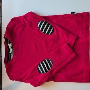 JoJo Maman Bebe Red Shirt with Stripes patches